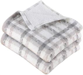 img 4 attached to 👕 Pidada Hand Towels Set of 2: Checkered Plaid Pattern 100% Cotton, Absorbent & Soft Towel – Gray
