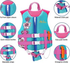 img 2 attached to 👦 MoKo Kids Life Jackets - Cute Pattern Swimming Aid Vest for Children - Flotation Device for Toddlers Boys Girls 37-50 lbs (M Size) 50-90 lbs (L Size)