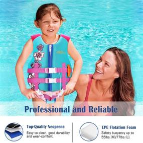 img 3 attached to 👦 MoKo Kids Life Jackets - Cute Pattern Swimming Aid Vest for Children - Flotation Device for Toddlers Boys Girls 37-50 lbs (M Size) 50-90 lbs (L Size)