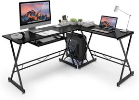 img 4 attached to 🖥️ AZMKOO L Shaped Computer Desk: Space-Saving, Reversible, and Easy to Assemble