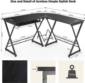 img 3 attached to 🖥️ AZMKOO L Shaped Computer Desk: Space-Saving, Reversible, and Easy to Assemble