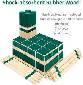 img 3 attached to 🎲 Reliancer Kubb Game Set - Wooden Outdoor Lawn Game with Storage Bag - Backyard Tossing Grass Game - Hardwood Kubb Party Team Game - Swedish Viking Chess - Beach Strategic Kubb Family Games for Yard, Wedding, and BBQs