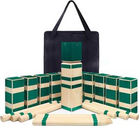 img 4 attached to 🎲 Reliancer Kubb Game Set - Wooden Outdoor Lawn Game with Storage Bag - Backyard Tossing Grass Game - Hardwood Kubb Party Team Game - Swedish Viking Chess - Beach Strategic Kubb Family Games for Yard, Wedding, and BBQs