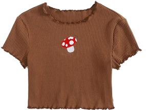 img 4 attached to SOLY HUX Cartoon Embroidery Mushroom Girls' Clothing