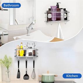 img 1 attached to 🚿 Rustproof Shower Caddy Organizer Basket 2-Pack: Wall Mount Storage Shelves with Adhesive, Stainless Steel Bathroom Shelf, No Drilling Required - Silver