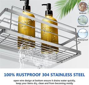 img 2 attached to 🚿 Rustproof Shower Caddy Organizer Basket 2-Pack: Wall Mount Storage Shelves with Adhesive, Stainless Steel Bathroom Shelf, No Drilling Required - Silver