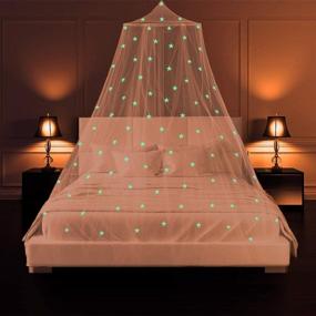 img 4 attached to 🌟 Luminous Star and Moon Mosquito Net Bed Canopy by SZHTFX - Punch-Free Installation Haning Bed Net for Baby Bed to Double Bed: Bedroom Decorative Accessory for Girls and Boys