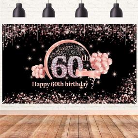img 4 attached to Stunning Lnlofen 60th Birthday Banner Decorations: Celebrate in Style with Extra Large Rose Gold Backdrop and Photo Props!