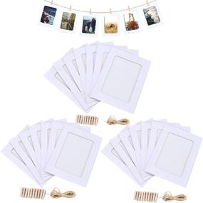 img 4 attached to DIY Kraft Paper Photo Frame Set: 30 PCS 4x6 Cardboard Frames with Wood Clips and Jute Twine in White