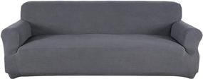 img 4 attached to Obstal Stretch Spandex Sofa Cover: Non-Slip Furniture Protector for Dogs, 🛋️ Cats, Pets, and Kids - 3 Seat Couch Slipcover for Living Room