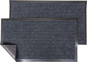 img 3 attached to 🏠 KAF Home Set of 2 Ribbed Door Mat, 17 x 30 Inches, Durable Indoor Outdoor Entryway Rug, Ideal for Mud-Rooms, High Traffic Areas, Garages, Storefronts, and Everyday Home Use - Gray Black