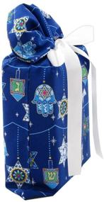 img 3 attached to 🎁 Blue Reusable Hanukkah Gift Bag: Stars of David, Hamsa & Dreidels (Standard Size: 10" x 15")