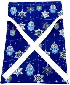 img 1 attached to 🎁 Blue Reusable Hanukkah Gift Bag: Stars of David, Hamsa & Dreidels (Standard Size: 10" x 15")