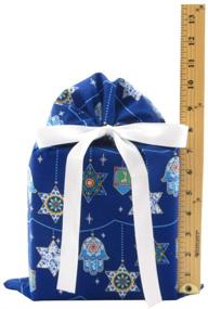 img 2 attached to 🎁 Blue Reusable Hanukkah Gift Bag: Stars of David, Hamsa & Dreidels (Standard Size: 10" x 15")