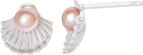 img 4 attached to 🧜 Enchanting Disney Princess Little Mermaid Seashell Sterling Silver Pearl Stud Earrings: A Magical Accessory