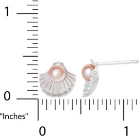 img 3 attached to 🧜 Enchanting Disney Princess Little Mermaid Seashell Sterling Silver Pearl Stud Earrings: A Magical Accessory