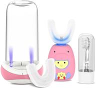 ultimate kids ultrasonic automatic toothbrush: u-shaped smart children's toothbrush for 2-6 ages, electric with 3 modes, wireless charging & ipx7 waterproof - pink logo