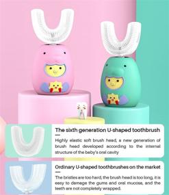 img 3 attached to Ultimate Kids Ultrasonic Automatic Toothbrush: U-Shaped Smart Children's Toothbrush for 2-6 Ages, Electric with 3 Modes, Wireless Charging & IPX7 Waterproof - Pink