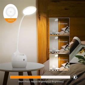 img 1 attached to Optimized Search: Desk Lamp with USB Charging Port & 360° Gooseneck, 3 Lighting Modes & 3 Brightness Levels – College Dorm Room Essentials, Home Office Table Lamp with Pen Holder