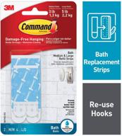 water-resistant adhesive refill strips for command medium & large bath hooks or caddies - 6 packs (12 medium strips and 24 large strips in total) - bath22-es logo