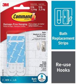 img 4 attached to Water-Resistant Adhesive Refill Strips for Command Medium & Large Bath Hooks or Caddies - 6 Packs (12 Medium Strips and 24 Large Strips in Total) - BATH22-ES