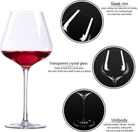 img 2 attached to 🍷 Set of 4 Hand Blown Red Wine Glasses – Lead-Free Premium Crystal – 23 oz Long Stem Burgundy Wine Glasses – Perfect Gift for Wedding, Anniversary, Christmas – Clear