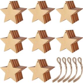 img 4 attached to 🎄 Blulu 100-Piece Christmas Wooden Ornaments - Round Wood Slices with Snowflake, Angel, and Star Shapes for Christmas Tree Hanging - Includes 100 Cords (Style 2)