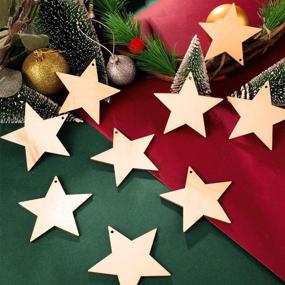 img 2 attached to 🎄 Blulu 100-Piece Christmas Wooden Ornaments - Round Wood Slices with Snowflake, Angel, and Star Shapes for Christmas Tree Hanging - Includes 100 Cords (Style 2)