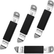 🍺 4-piece classic stainless steel magnetic bottle openers - beer punch opener and can tapper with magnet for refrigerator, camping, and traveling (black) logo