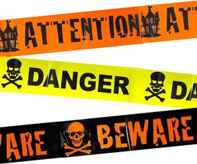 img 2 attached to 🎃 Halloween Door Decorations: Needzo 30 Ft Decorative Caution Tape - Danger Beware Attention
