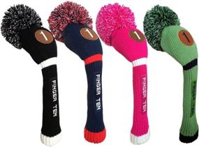 img 2 attached to 🏌️ Pom Pom Golf Club Head Covers: Stylish Knit Set for Driver, Fairway, and Hybrid Wood – Vintage Black, Blue, and Pink – Men and Women (1, 3, 5)