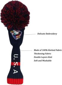 img 1 attached to 🏌️ Pom Pom Golf Club Head Covers: Stylish Knit Set for Driver, Fairway, and Hybrid Wood – Vintage Black, Blue, and Pink – Men and Women (1, 3, 5)