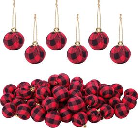 img 4 attached to 🎄 Changsha 42-Piece Mini Buffalo Plaid Fabric Ball Ornament - 1.1" Fabric-Wrapped Balls, Burlap Fabric Christmas Tree Hanging Pendants for Holiday Presents & Christmas Party Supplies (Red & Black)