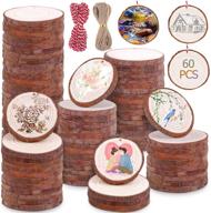 🌳 flasoo natural wood slices 60 pcs 2.4-2.8 inches craft wood kit + 2 rope rolls | unfinished pre-drilled wooden circles tree slices for diy arts crafts, rustic wedding decor logo