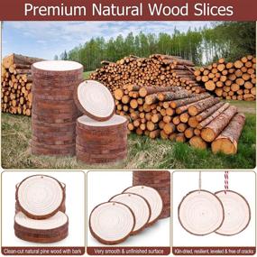 img 1 attached to 🌳 Flasoo Natural Wood Slices 60 Pcs 2.4-2.8 Inches Craft Wood Kit + 2 Rope Rolls | Unfinished Pre-drilled Wooden Circles Tree Slices for DIY Arts Crafts, Rustic Wedding Decor