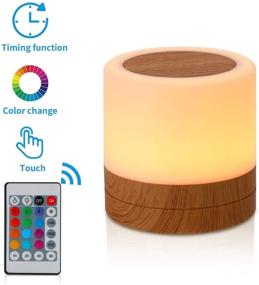 img 3 attached to Dimmable LED Bedside Lamp with Warm White Light, 13 Colors, Color Changes, and Touch-Sensitive Night Light for Bedroom, Living Room, and Office – White