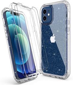 img 4 attached to 💎 Imguardz Clear Glitter Case for iPhone 12/12 Pro + Screen Protector [2 Pack] - Bling Sparkle Hybrid Bumper Cover for Women - Shockproof & Stylish!