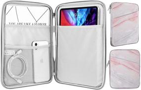 img 4 attached to 📱 MoKo Sleeve Bag for 9-11 Inch Tablet with Pocket – Compatible with iPad Pro 11 2021/2020/2018, iPad 9th 8th 7th Gen 10.2, iPad Air 4 10.9, iPad 9.7 – Pink Gray Marble