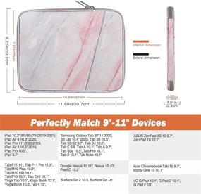 img 3 attached to 📱 MoKo Sleeve Bag for 9-11 Inch Tablet with Pocket – Compatible with iPad Pro 11 2021/2020/2018, iPad 9th 8th 7th Gen 10.2, iPad Air 4 10.9, iPad 9.7 – Pink Gray Marble