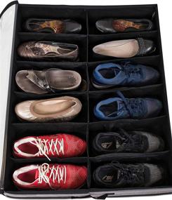 img 1 attached to 👞 Optimize Your Shoe Storage with the Internet's Best Under the Bed Organizer - Holds up to 12 Pairs with Zipper Closure and Clear Cover - Grey