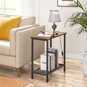 img 1 attached to 🪑 BEEWOOT Narrow End Table Nightstand Small Side Table Small Spaces Bedside Table Storage 23.6 x 11.8 x 23.6 Inch Industrial Living Room Tables Rustic Brown TB01BB008