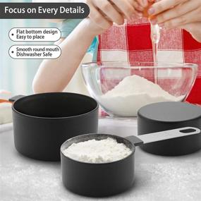 img 1 attached to 🥄 9 PCS Measuring Cups and Spoons Set - Black, Stainless Steel Handle, Plastic Head - Ideal for Dry and Liquid Ingredients