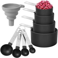 🥄 9 pcs measuring cups and spoons set - black, stainless steel handle, plastic head - ideal for dry and liquid ingredients logo