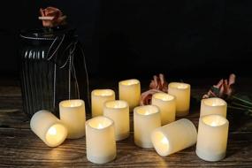 img 1 attached to 🕯️ DRomance Set of 12 Waterproof Flameless Votive Candles with Timer, Battery Operated LED Tealight Flickering Candles for Wedding Party Décor - Warm Light Plastic Candles (1.5 x 2 Inches)