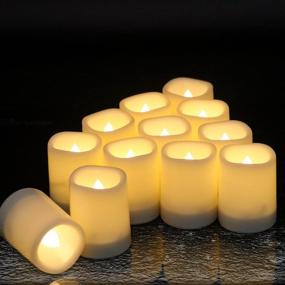 img 4 attached to 🕯️ DRomance Set of 12 Waterproof Flameless Votive Candles with Timer, Battery Operated LED Tealight Flickering Candles for Wedding Party Décor - Warm Light Plastic Candles (1.5 x 2 Inches)