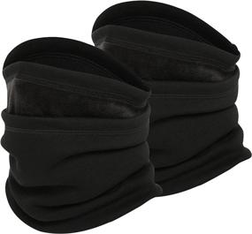 img 4 attached to Black Fleece Neck Gaiter Warmer Windproof Mask - Face Mask