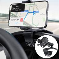 360 degree rotation car phone holder mount - dashboard clip mount for 4.7 to 6.7 inch smartphone (black) logo