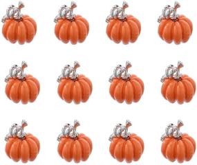 img 2 attached to 🎃 Set of 12 Halloween Pumpkin Charms: 3D Orange Enamel Metal Pendants for DIY Jewelry Making - Ideal for Earrings, Bracelets, Necklaces, and More - Pumpkin Charms (Z155)