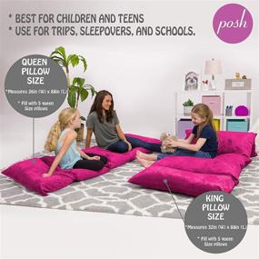 img 1 attached to 🛋️ Premium Cushion and Lounger Covers for Teenage Girls - Posh Creations Kids Floor (Queen Pillows Excluded) - Cozy Soft, Pink, Size