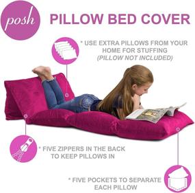 img 3 attached to 🛋️ Premium Cushion and Lounger Covers for Teenage Girls - Posh Creations Kids Floor (Queen Pillows Excluded) - Cozy Soft, Pink, Size